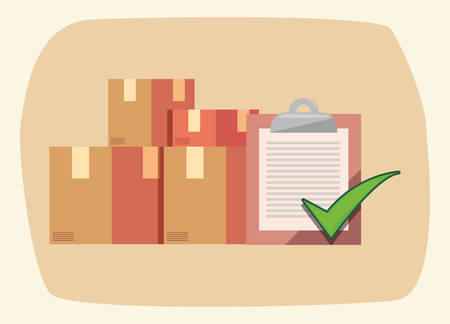 cardboard boxes check mark fast delivery vector illustrationのイラスト素材