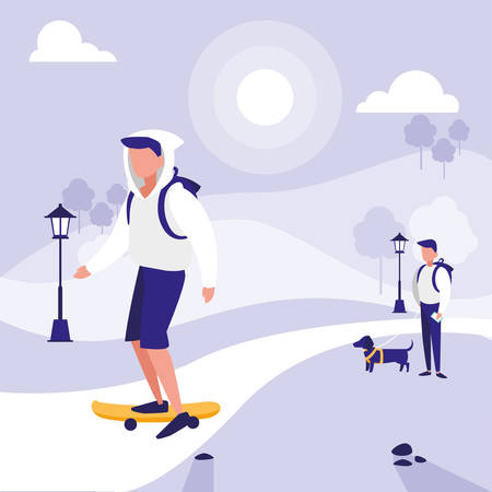 Men design, Park nature outdoor season spring and summer theme Vector illustrationのイラスト素材
