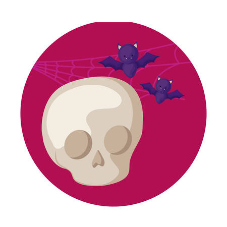skull dead with bats halloween, vector illustration designのイラスト素材