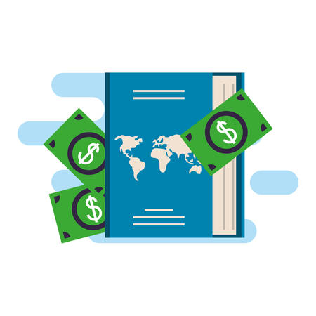 passport document travel with bills dollars vector illustration designのイラスト素材