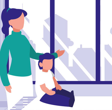 Parents with kids, Family relationship avatar generation and lifestyle Colorful design Vector illustrationのイラスト素材