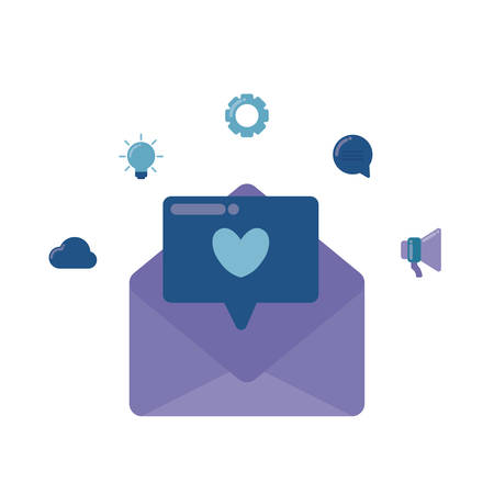 social media marketing with envelope mail vector illustration designのイラスト素材