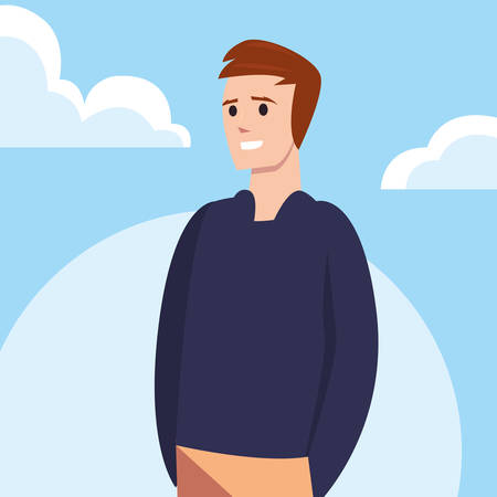 man happy young character outdoor vector illustrationのイラスト素材