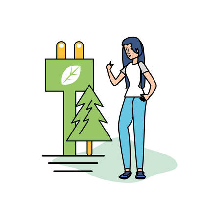 Avatar woman design, Sustainability eco friendly green recycle ecology renewable and solution theme Vector illustrationのイラスト素材