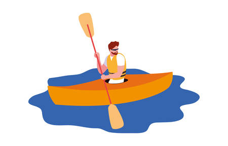 man paddling kayak extreme sport and lifestyle vector illustrationのイラスト素材