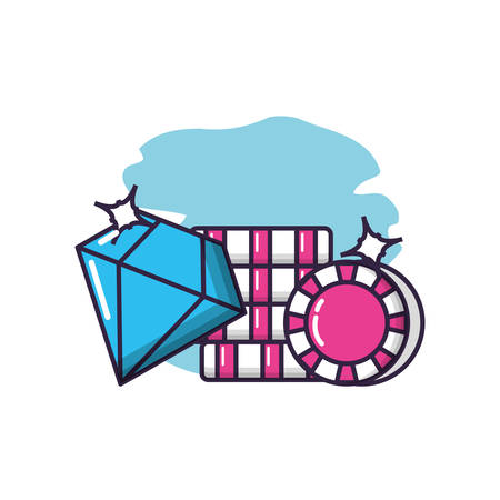 casino games chips with diamond vector illustration designのイラスト素材