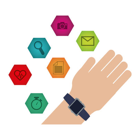 smart watch technology with applications menu vector illustration designのイラスト素材