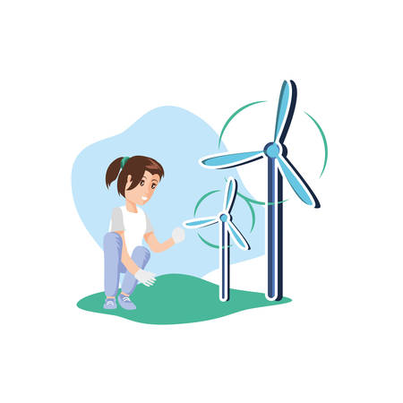 Avatar woman design, Sustainability eco friendly green recycle ecology renewable and solution theme Vector illustrationのイラスト素材