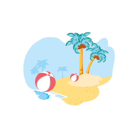ball plastic toy in the beach vector illustration designのイラスト素材