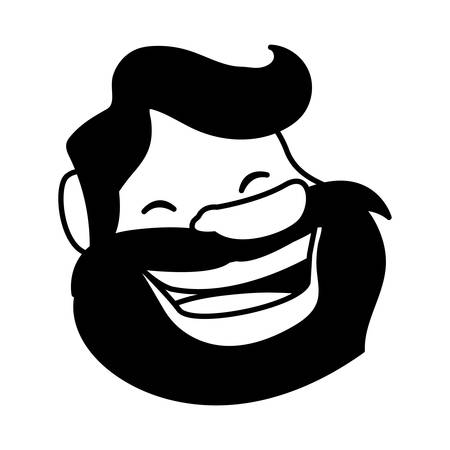 silhouette of head of man smiling on white background vector illustration designのイラスト素材