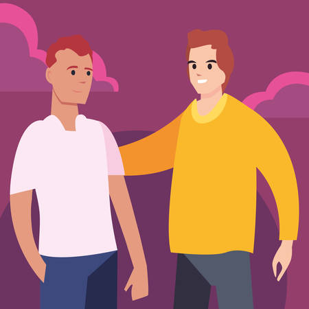 men happy young people characters vector illustrationのイラスト素材