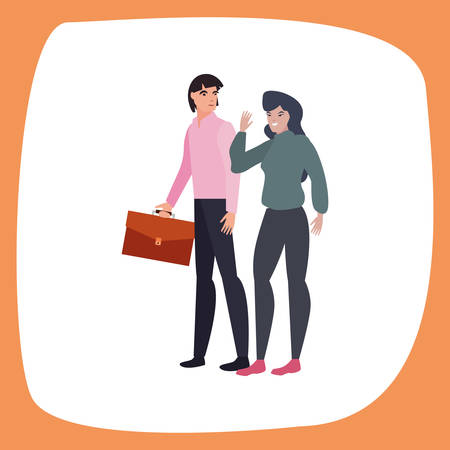 man and woman characters avatars on white background vector illustrationのイラスト素材