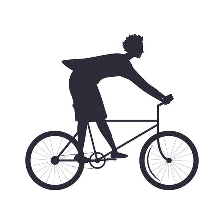 man silhouette riding bicycle activity image white background vector illustrationのイラスト素材