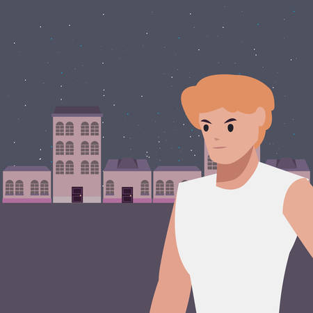 man avatar portrait city background vector illustrationのイラスト素材