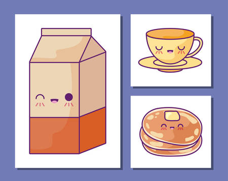 cartoons icon set design, Breakfast food meal fresh product natural store and cooking theme Vector illustrationのイラスト素材