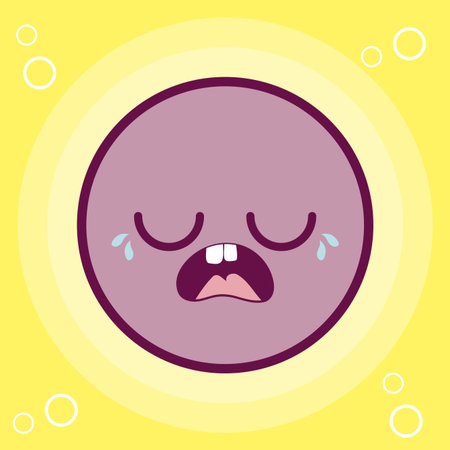 crying circle cartoon design, expression cute character funny and emoticon theme Vector illustrationのイラスト素材
