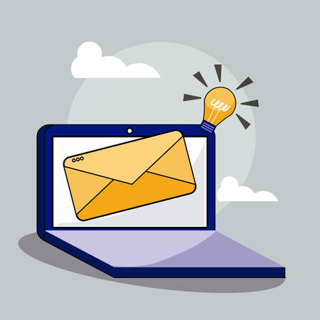 Laptop and envelope design, Digital technology communication social media internet web and screen theme Vector illustrationのイラスト素材