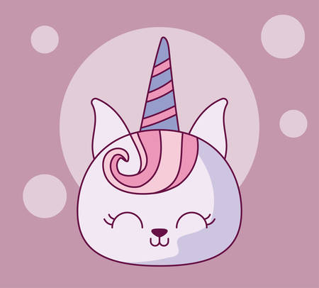 cat unicorn cartoon design, Kawaii expression cute character funny and emoticon theme Vector illustrationのイラスト素材