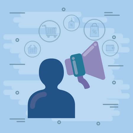silhouette person with social media icons vector illustration designのイラスト素材