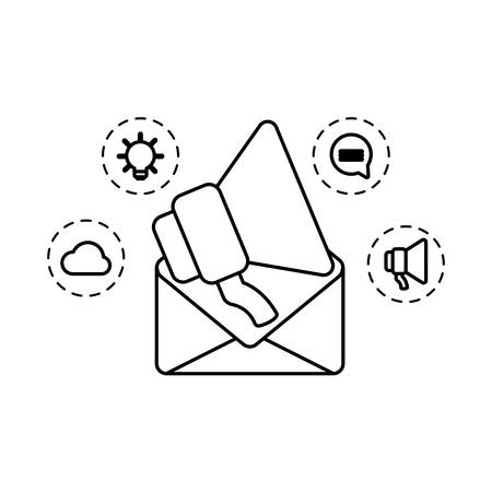 social media marketing with envelope mail vector illustration designのイラスト素材