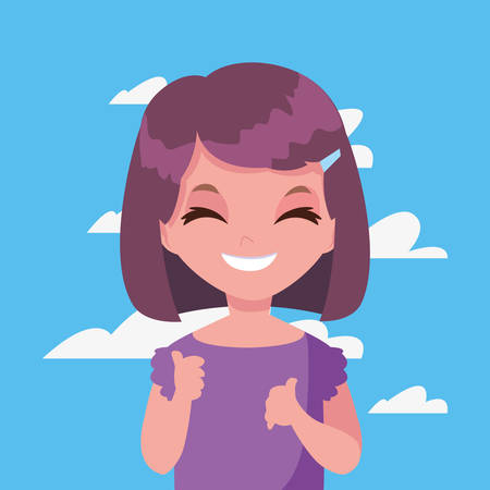 smiling young girl portrait sky background vector illustrationのイラスト素材