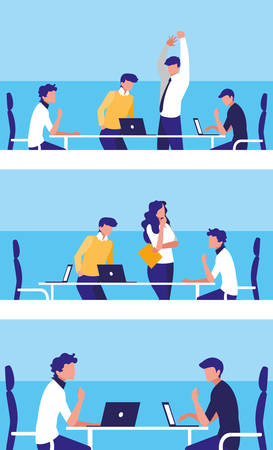 group of business people elegant in the workplace vector illustration designのイラスト素材