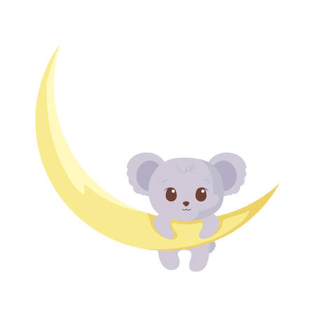 Cute koala cartoon with moon design, Animal zoo life nature character childhood and adorable theme Vector illustrationのイラスト素材