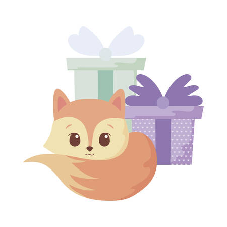 Cute fox cartoon design, Animal zoo life nature character childhood and adorable theme Vector illustrationのイラスト素材