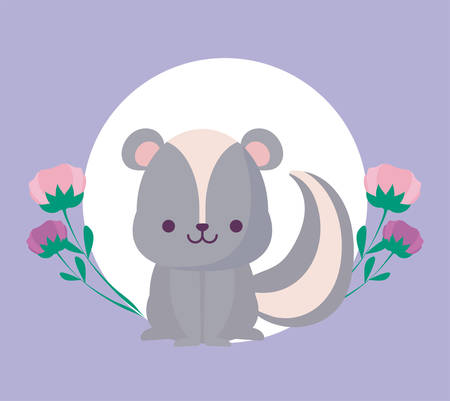 skunk cartoon design, cute expression character funny and emoticon theme Vector illustrationのイラスト素材