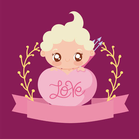 baby cupid cartoon design of love passion romantic valentines day wedding decoration and marriage theme Vector illustrationのイラスト素材