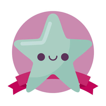 blue star cartoon design, Kawaii expression cute character funny and emoticon theme Vector illustrationのイラスト素材