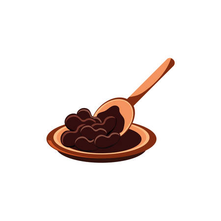 Mexican bean sauce with wood spoon design, Mexico culture tourism landmark latin and party theme Vector illustrationのイラスト素材