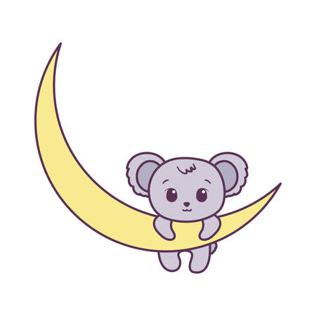 Cute koala cartoon with moon design, Animal zoo life nature character childhood and adorable theme Vector illustrationのイラスト素材