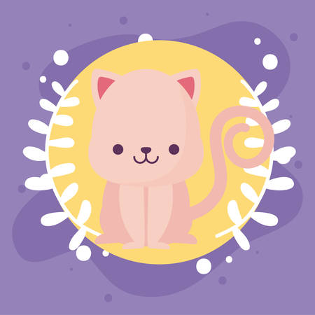 cat cartoon design, Kawaii expression cute character funny and emoticon theme Vector illustrationのイラスト素材