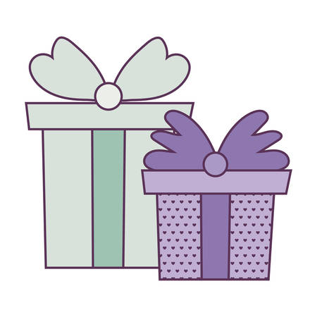 gifts with bowties design, Box present holiday christmas shopping birthday celebration decoration and surprise theme Vector illustrationのイラスト素材