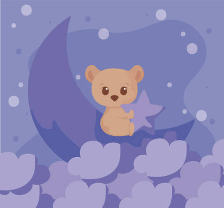 Cute bear cartoon and moon design, Animal zoo life nature character childhood and adorable theme Vector illustrationのイラスト素材