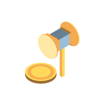 Hammer law design, Justice legal judgment judical authority freedom veridict attorney and crime theme Vector illustrationのイラスト素材