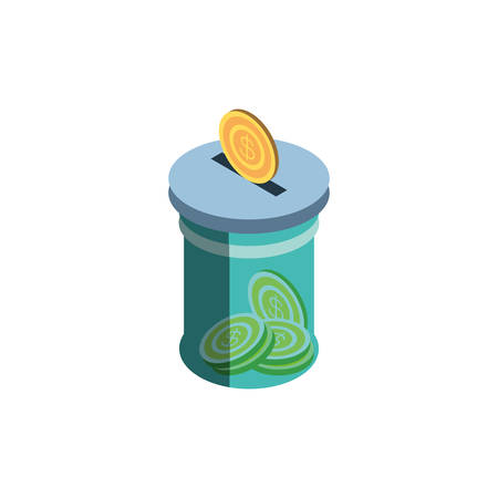 Coin and jar of money financial item banking commerce market payment buy currency accounting and invest theme Vector illustrationのイラスト素材