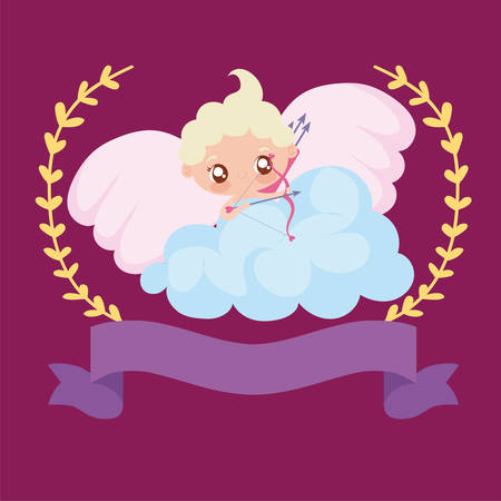 baby cupid cartoon design of love passion romantic valentines day wedding decoration and marriage theme Vector illustrationのイラスト素材