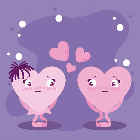 Females hearts cartoons design of love passion romantic valentines day wedding decoration and marriage theme Vector illustrationのイラスト素材