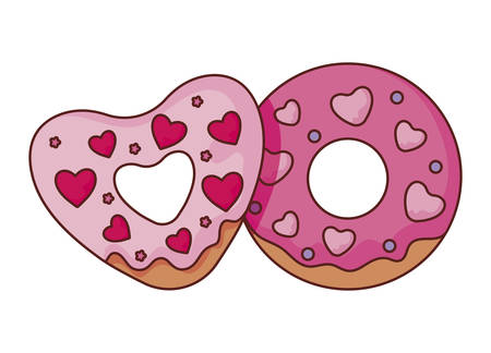Donuts with hearts design of love passion romantic valentines day wedding decoration and marriage theme Vector illustrationのイラスト素材
