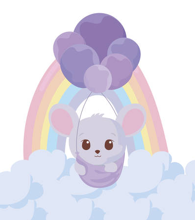 Cute mouse cartoon with balloons design, Animal zoo life nature character childhood and adorable theme Vector illustrationのイラスト素材