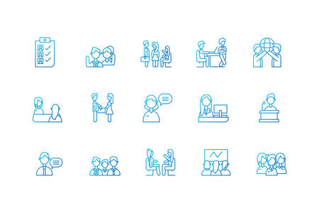 People meeting icon set design of Entrepreneur businesspeople startup team success teamwork plan idea and person theme Vector illustrationのイラスト素材