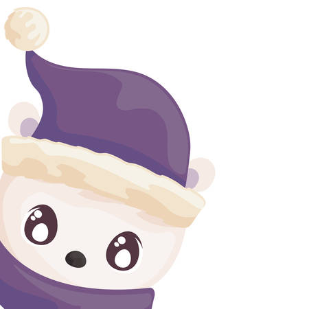 head of polar bear with hat and scarf on white background vector illustration designのイラスト素材