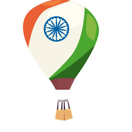 hot air balloons flying indian happy independence day vector illustrationのイラスト素材