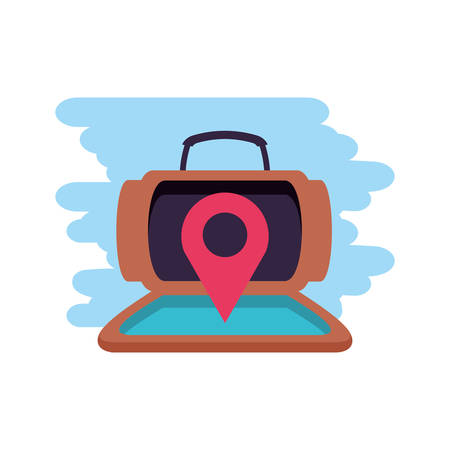 travel suitcase equipment with pin location vector illustration designのイラスト素材