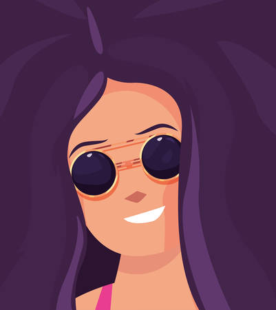woman with sunglasses summer time vacations design vector illustrationのイラスト素材