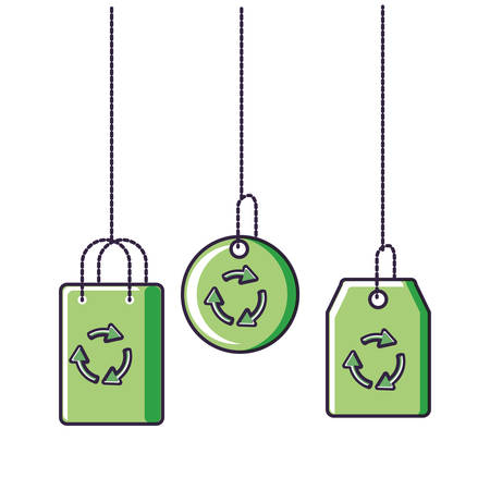 tags commercial with recycling arrows hanging vector illustration designのイラスト素材
