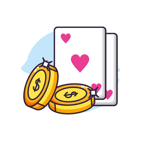 poker casino game cards with coins money vector illustration designのイラスト素材