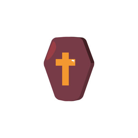 wood coffin with christian cross on white background vector illustration designのイラスト素材